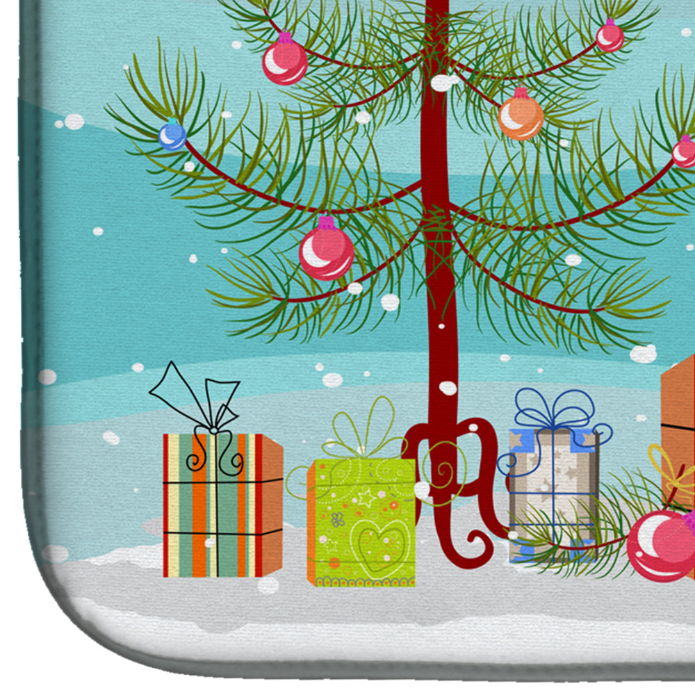 German Shepherd Christmas Tree Dish Drying Mat Absorbent Dish Drying Mat Pad for Kitchen Counter Dish Drainer Mat for Countertop, 14 x 21", Multicolor