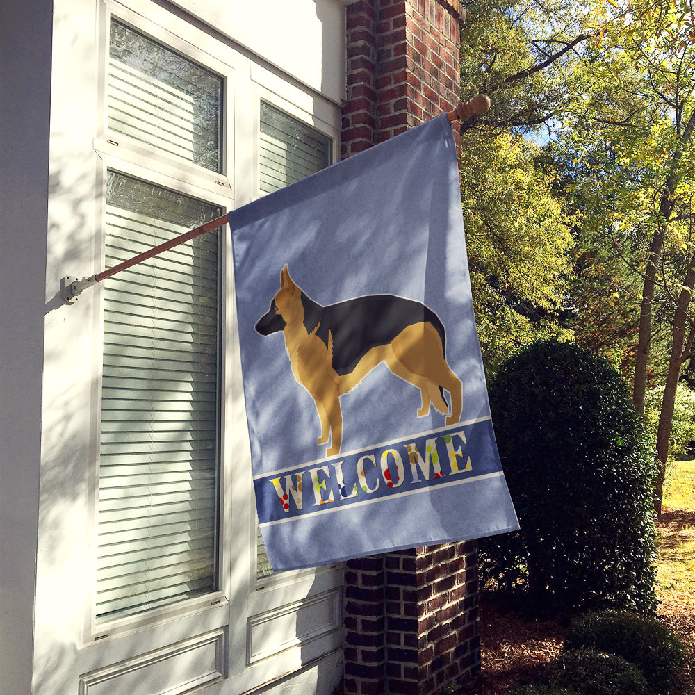 German Shepherd Welcome House Flag 28x40 Porch Sleeve Pole Decorative Outside Yard Banner Artwork Wall Hanging, Polyester