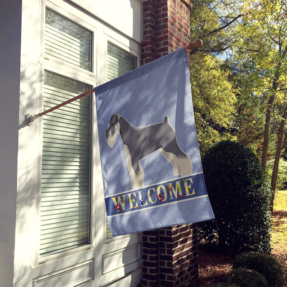 Schnauzer Welcome House Flag 28x40 Porch Sleeve Pole Decorative Outside Yard Banner Artwork Wall Hanging, Polyester