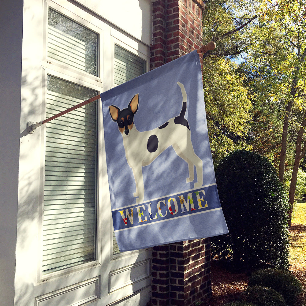 Toy Fox Terrier Welcome House Flag 28x40 Porch Sleeve Pole Decorative Outside Yard Banner Artwork Wall Hanging, Polyester