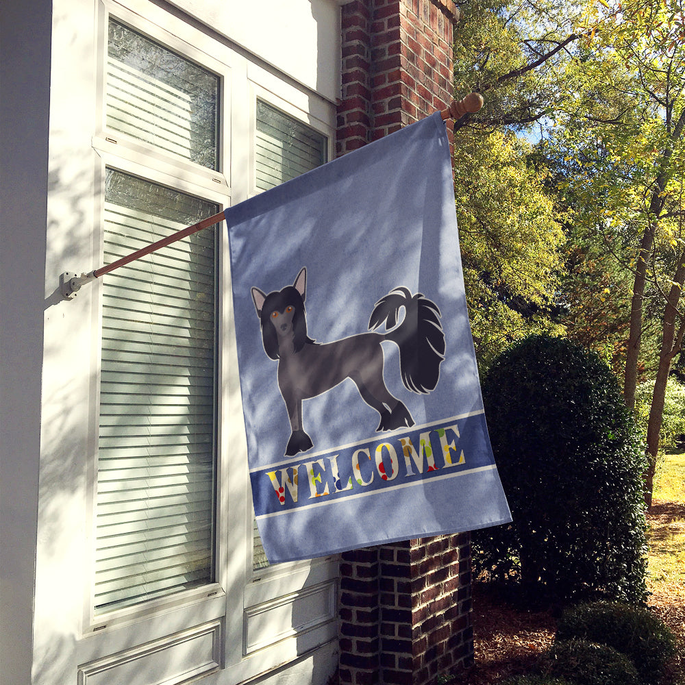 Chinese Crested Welcome House Flag 28x40 Porch Sleeve Pole Decorative Outside Yard Banner Artwork Wall Hanging, Polyester