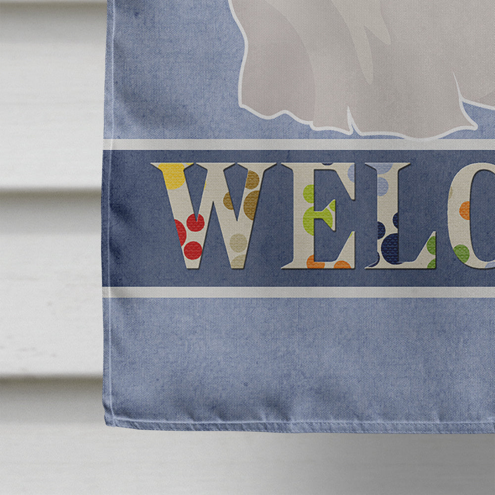White Lhasa Apso Welcome House Flag 28x40 Porch Sleeve Pole Decorative Outside Yard Banner Artwork Wall Hanging, Polyester