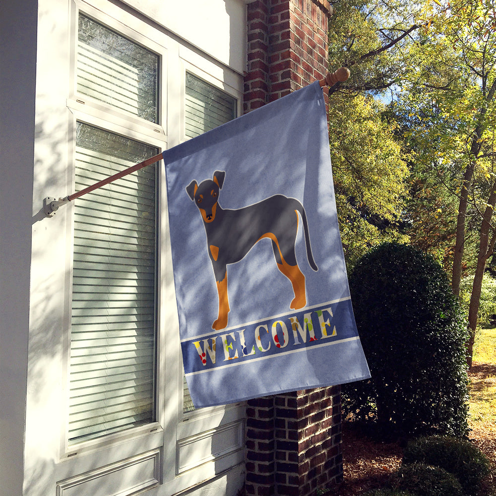 Manchester Terrier Welcome House Flag 28x40 Porch Sleeve Pole Decorative Outside Yard Banner Artwork Wall Hanging, Polyester