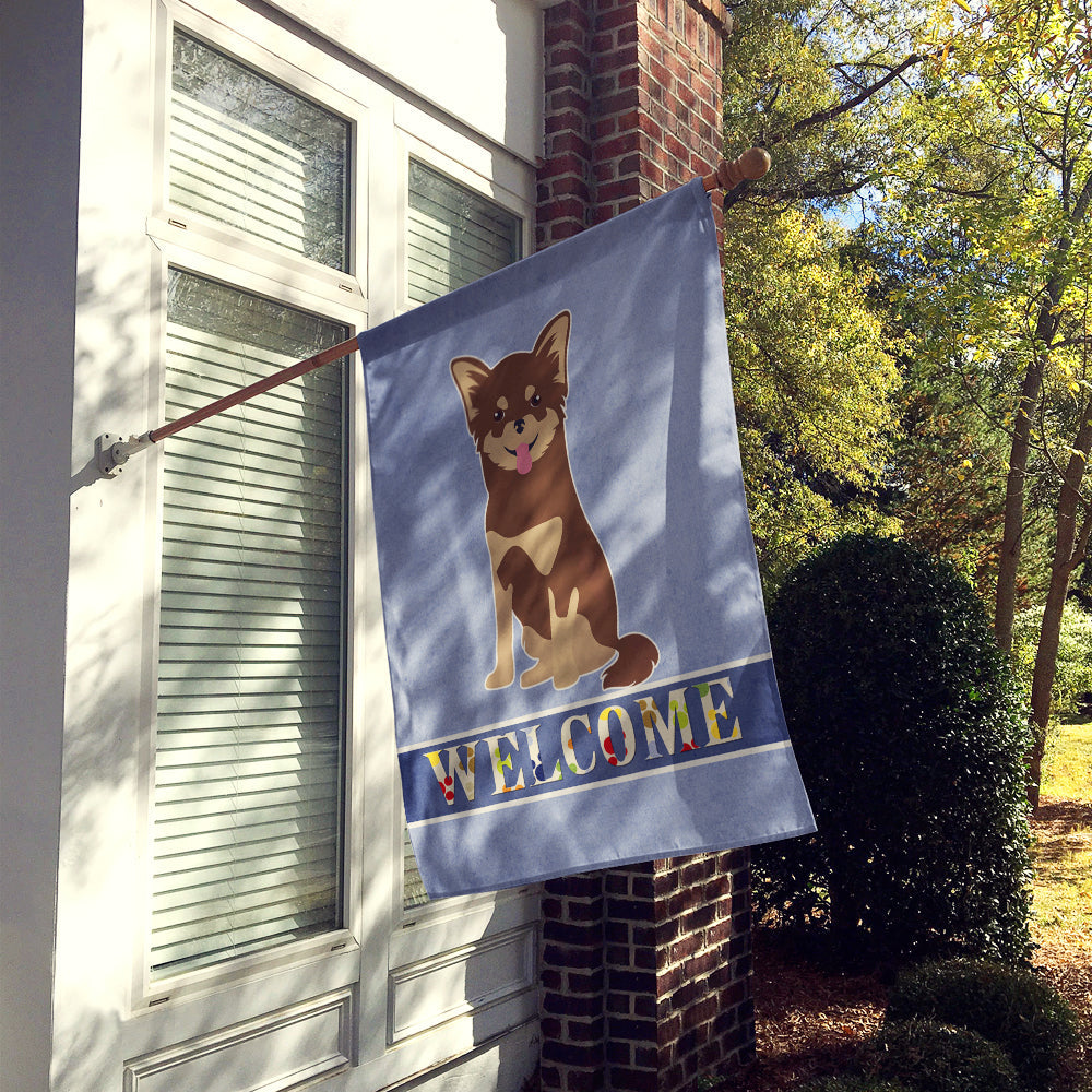 Chihuahua Welcome House Flag 28x40 Porch Sleeve Pole Decorative Outside Yard Banner Artwork Wall Hanging, Polyester