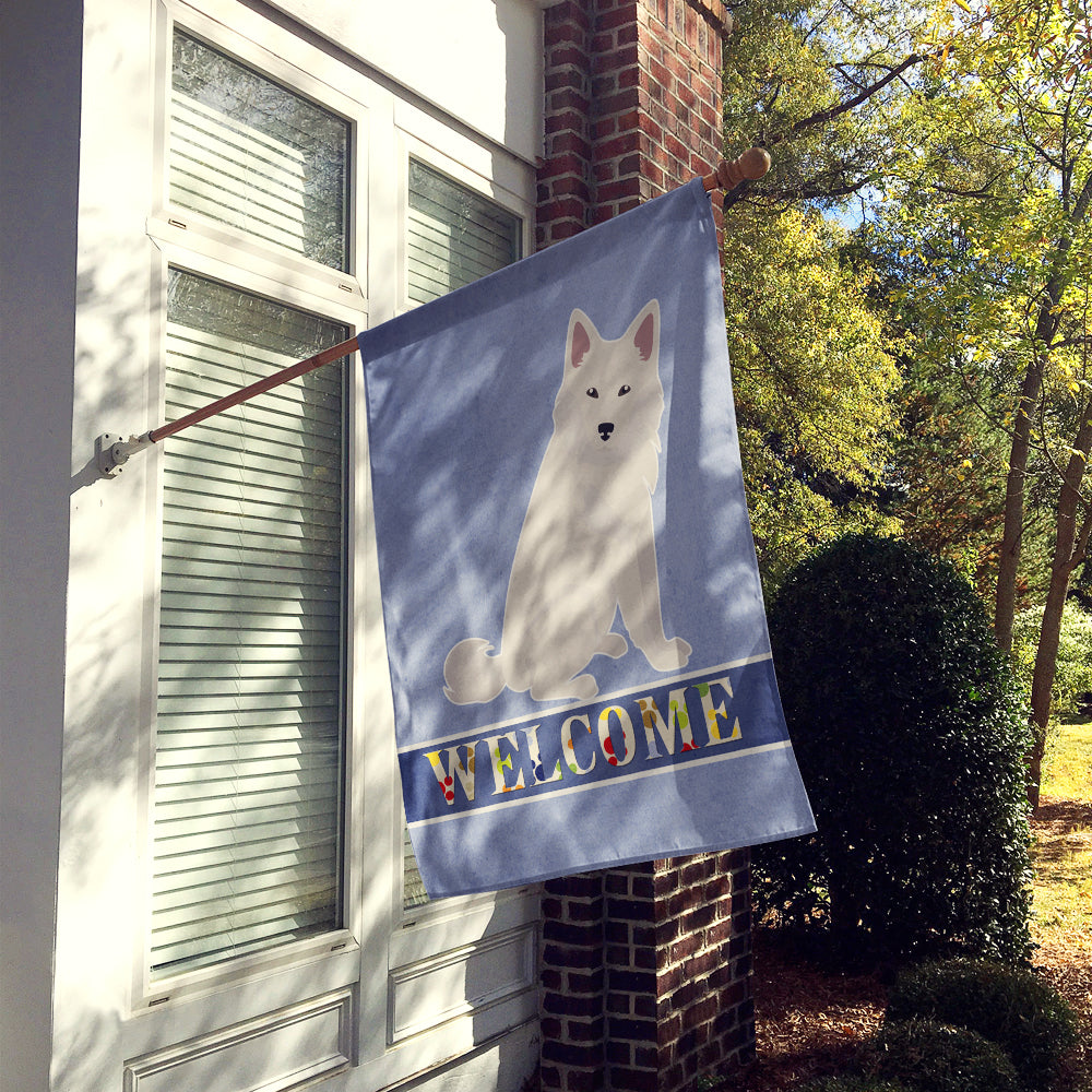 Danish Spitz Welcome House Flag 28x40 Porch Sleeve Pole Decorative Outside Yard Banner Artwork Wall Hanging, Polyester