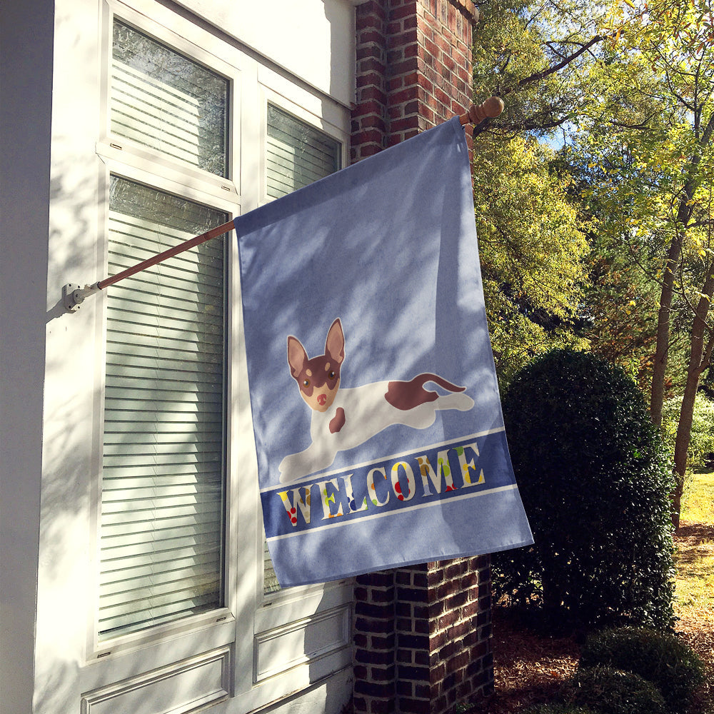 Toy Fox Terrier Welcome House Flag 28x40 Porch Sleeve Pole Decorative Outside Yard Banner Artwork Wall Hanging, Polyester