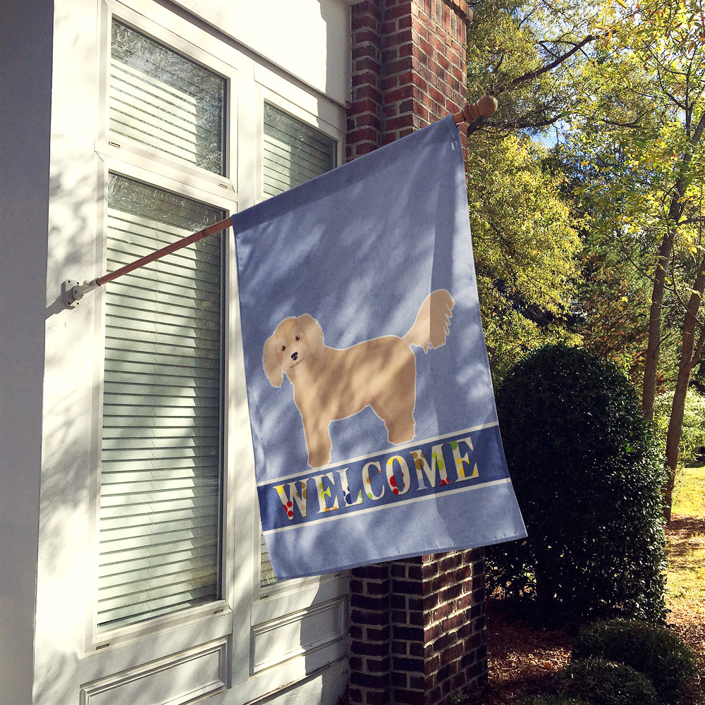 Bichpoo Welcome House Flag 28x40 Porch Sleeve Pole Decorative Outside Yard Banner Artwork Wall Hanging, Polyester