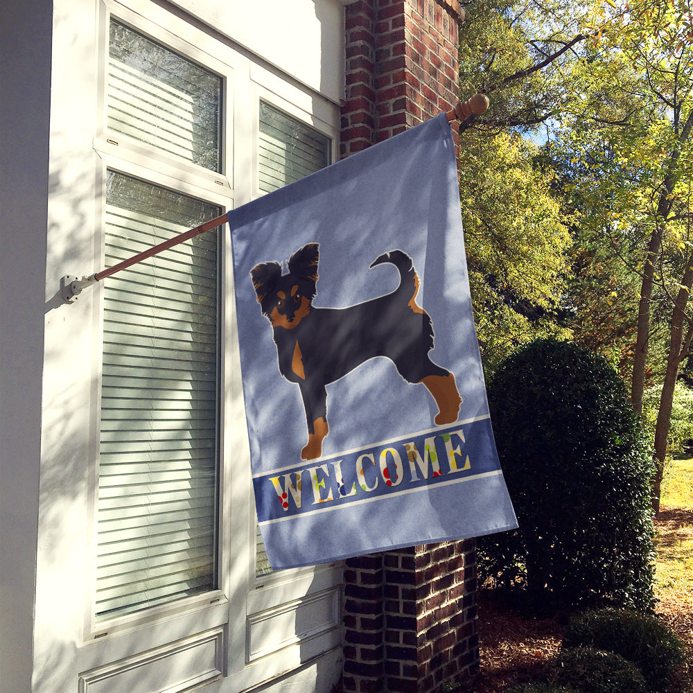 Black and Tan Chion Welcome House Flag 28x40 Porch Sleeve Pole Decorative Outside Yard Banner Artwork Wall Hanging, Polyester