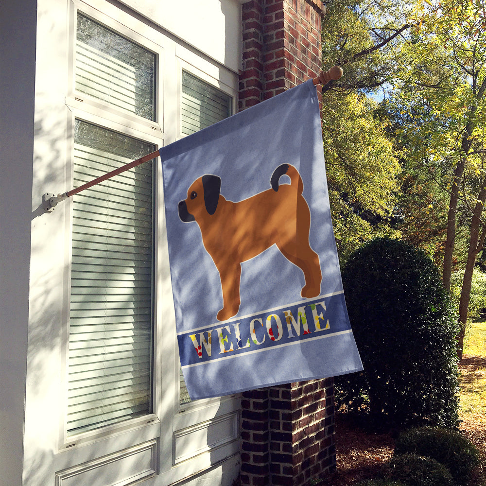 Puggle Welcome House Flag 28x40 Porch Sleeve Pole Decorative Outside Yard Banner Artwork Wall Hanging, Polyester