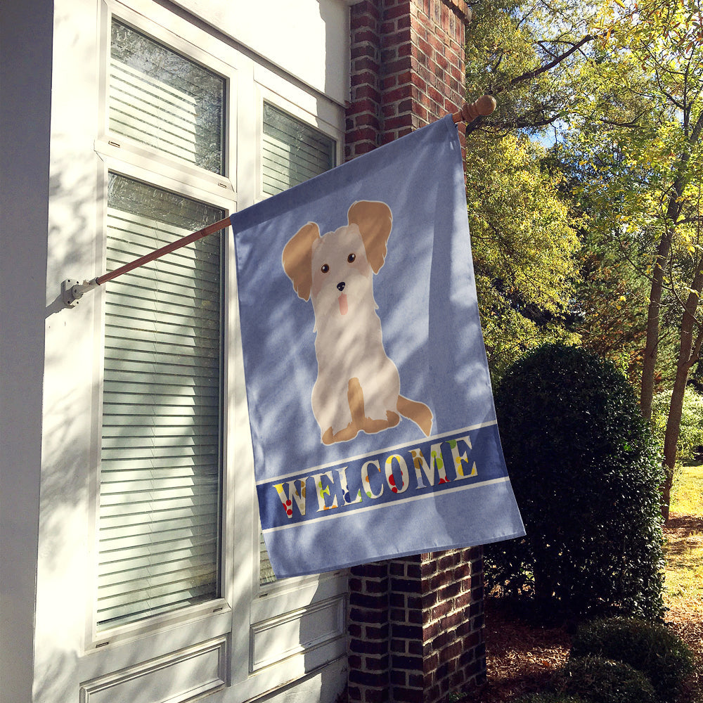 Morkie #3 Welcome House Flag 28x40 Porch Sleeve Pole Decorative Outside Yard Banner Artwork Wall Hanging, Polyester
