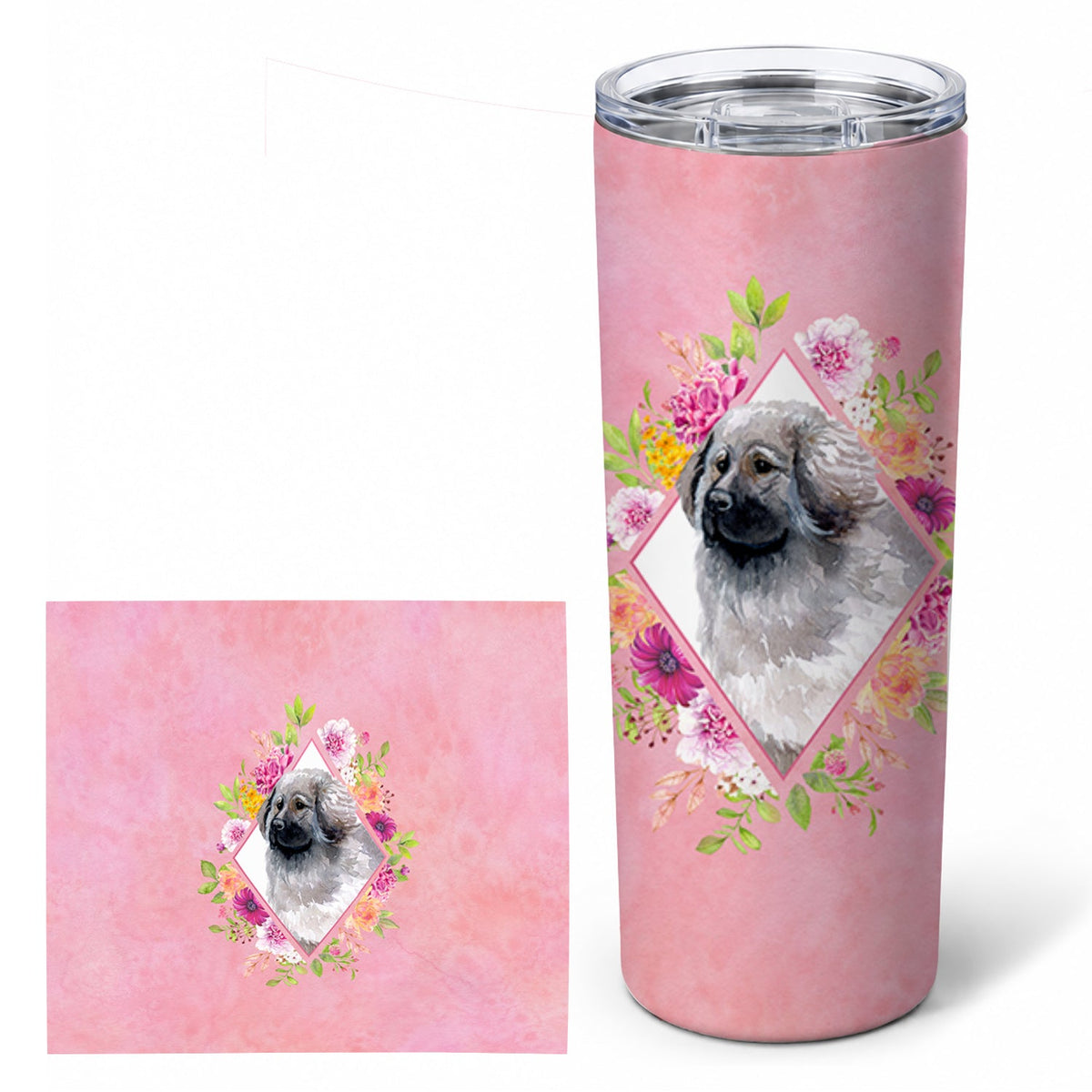 Moscow Watchdog Pink Flowers Stainless Steel Skinny Tumbler 20 oz Vacuum Double Walled Reusable Insulated Travel Cup