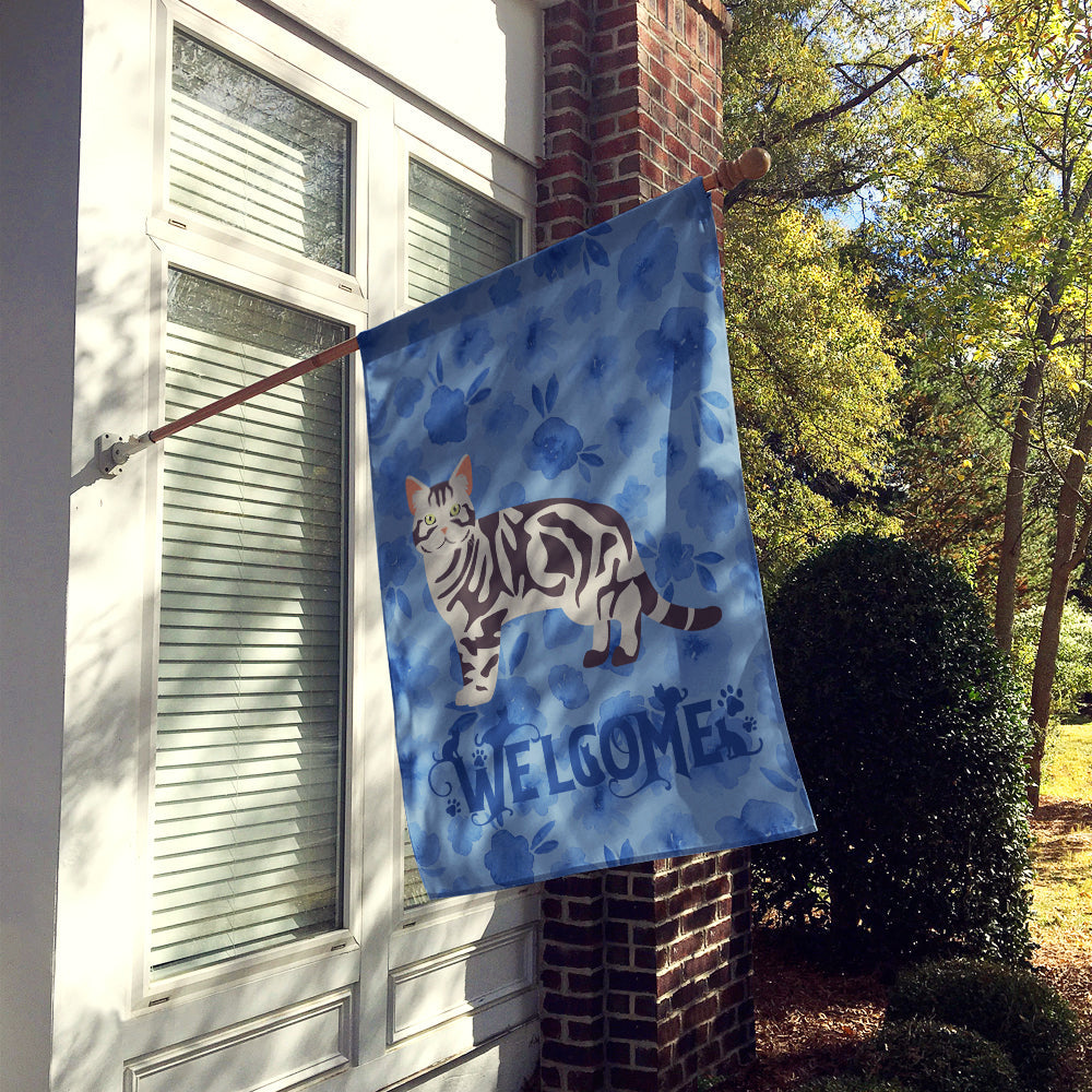 American Shorthair #1 Cat Welcome House Flag 28x40 Porch Sleeve Pole Decorative Outside Yard Banner Artwork Wall Hanging, Polyester