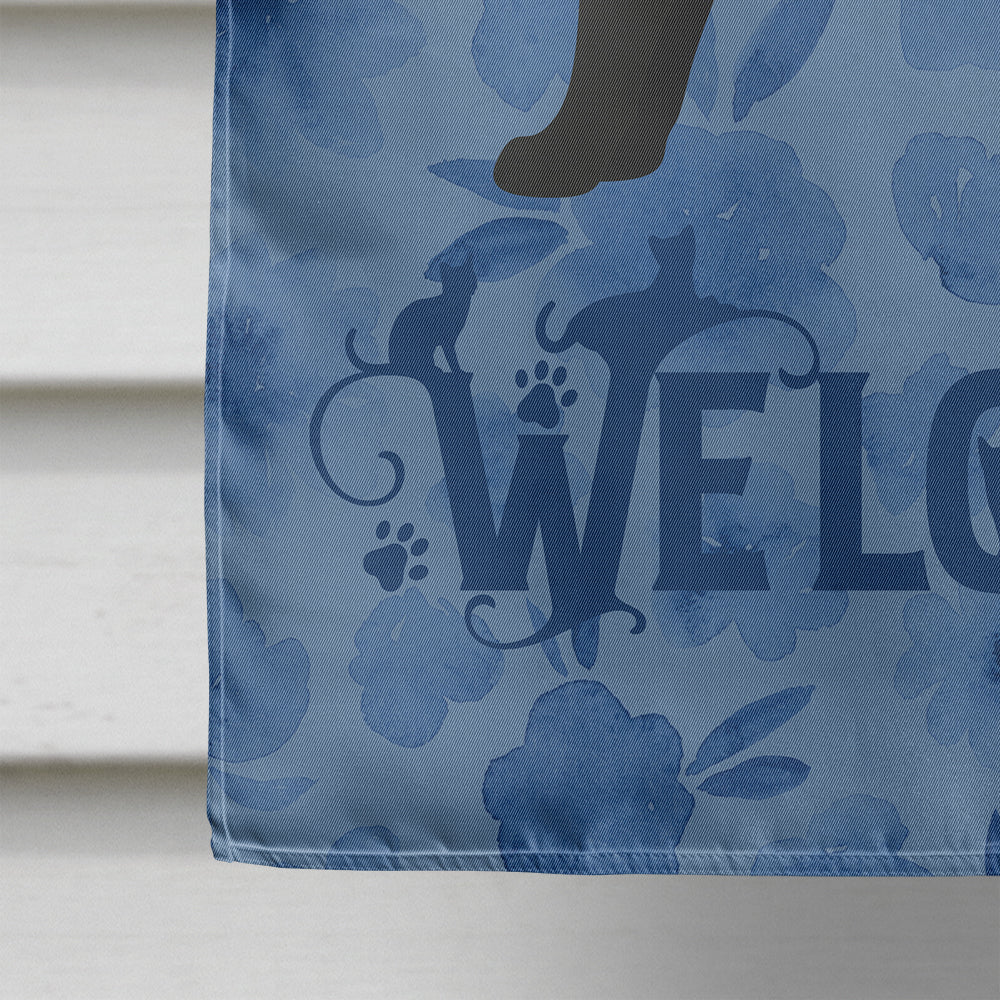 Russian White Black #1 Cat Welcome House Flag 28x40 Porch Sleeve Pole Decorative Outside Yard Banner Artwork Wall Hanging, Polyester