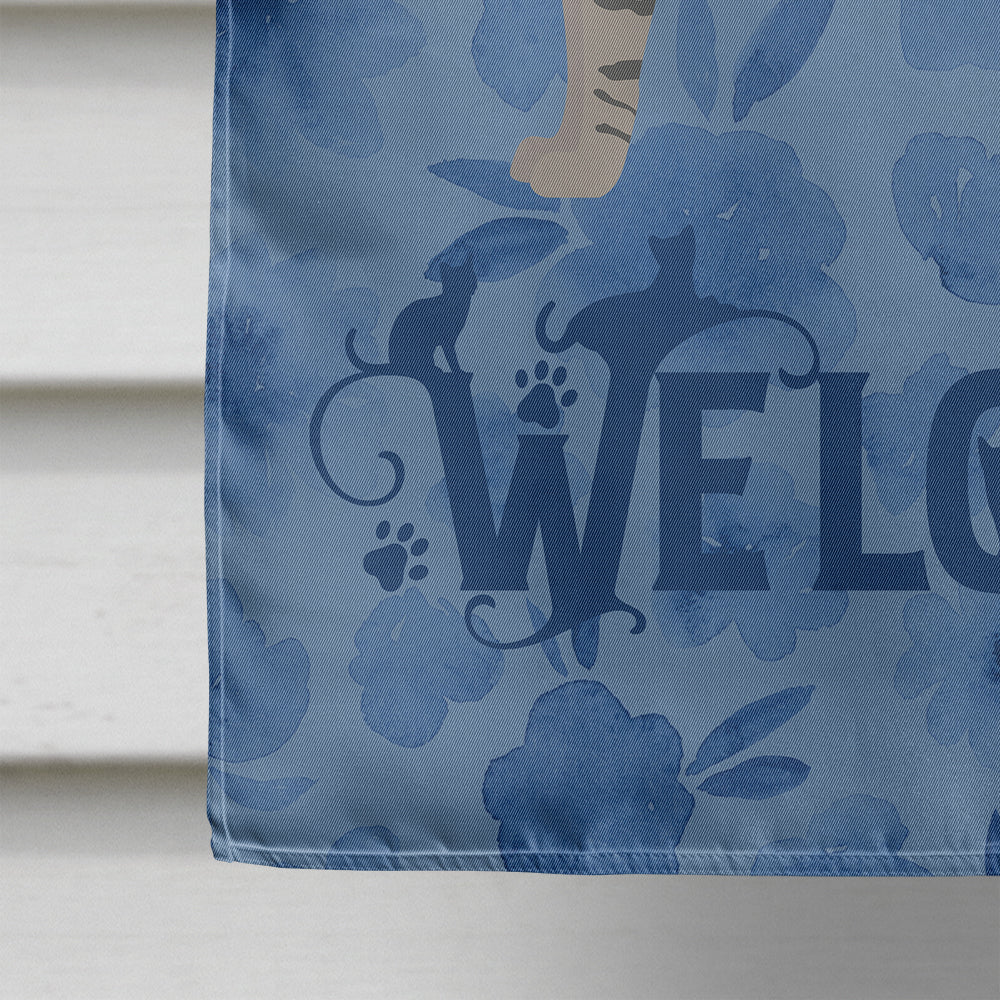 Safari #2 Cat Welcome House Flag 28x40 Porch Sleeve Pole Decorative Outside Yard Banner Artwork Wall Hanging, Polyester