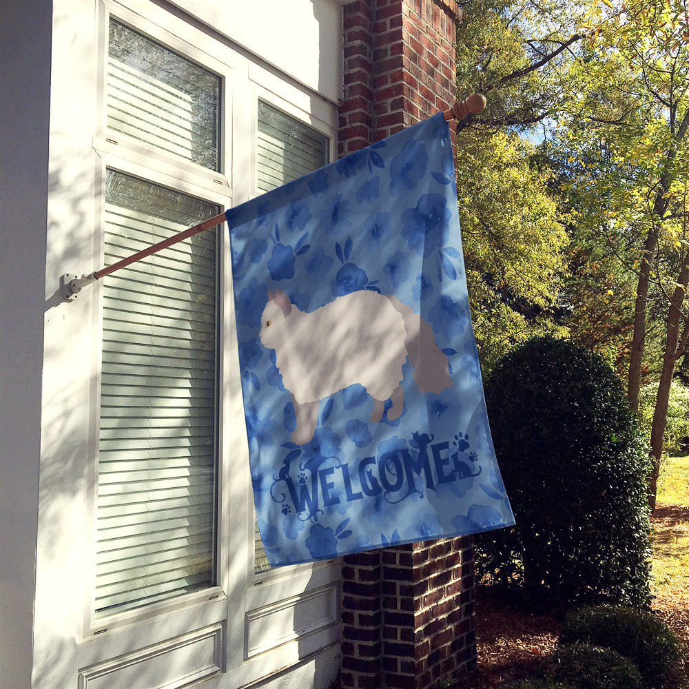 Selkirk Rex #2 Cat Welcome House Flag 28x40 Porch Sleeve Pole Decorative Outside Yard Banner Artwork Wall Hanging, Polyester