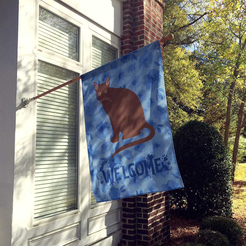 Raas Cat Welcome House Flag 28x40 Porch Sleeve Pole Decorative Outside Yard Banner Artwork Wall Hanging, Polyester