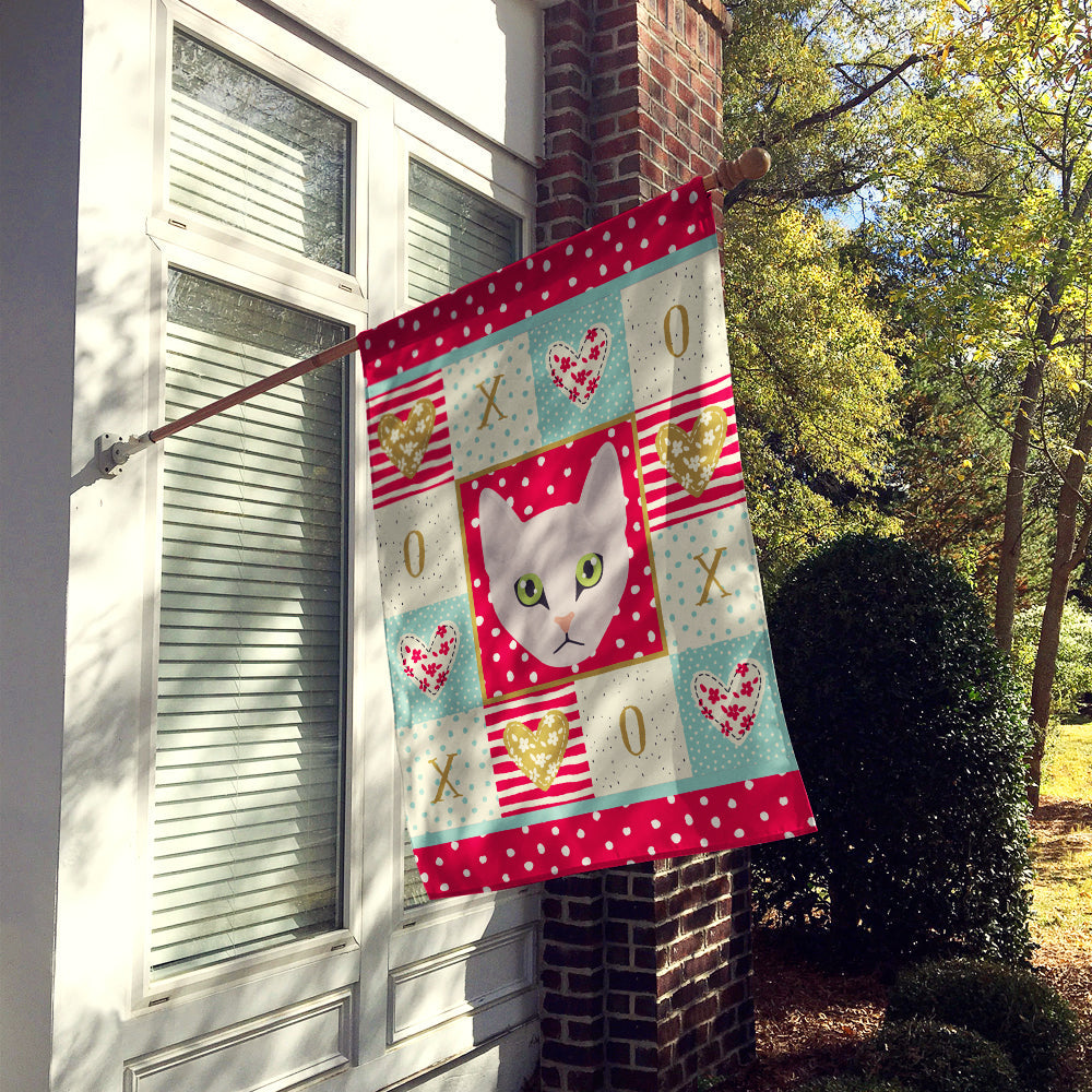 Burmilla Cat Love House Flag 28x40 Porch Sleeve Pole Decorative Outside Yard Banner Artwork Wall Hanging, Polyester