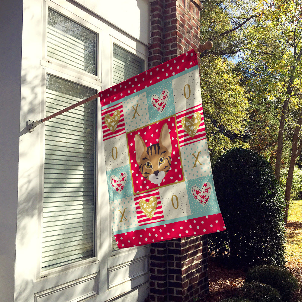 Savannah Cat Love House Flag 28x40 Porch Sleeve Pole Decorative Outside Yard Banner Artwork Wall Hanging, Polyester