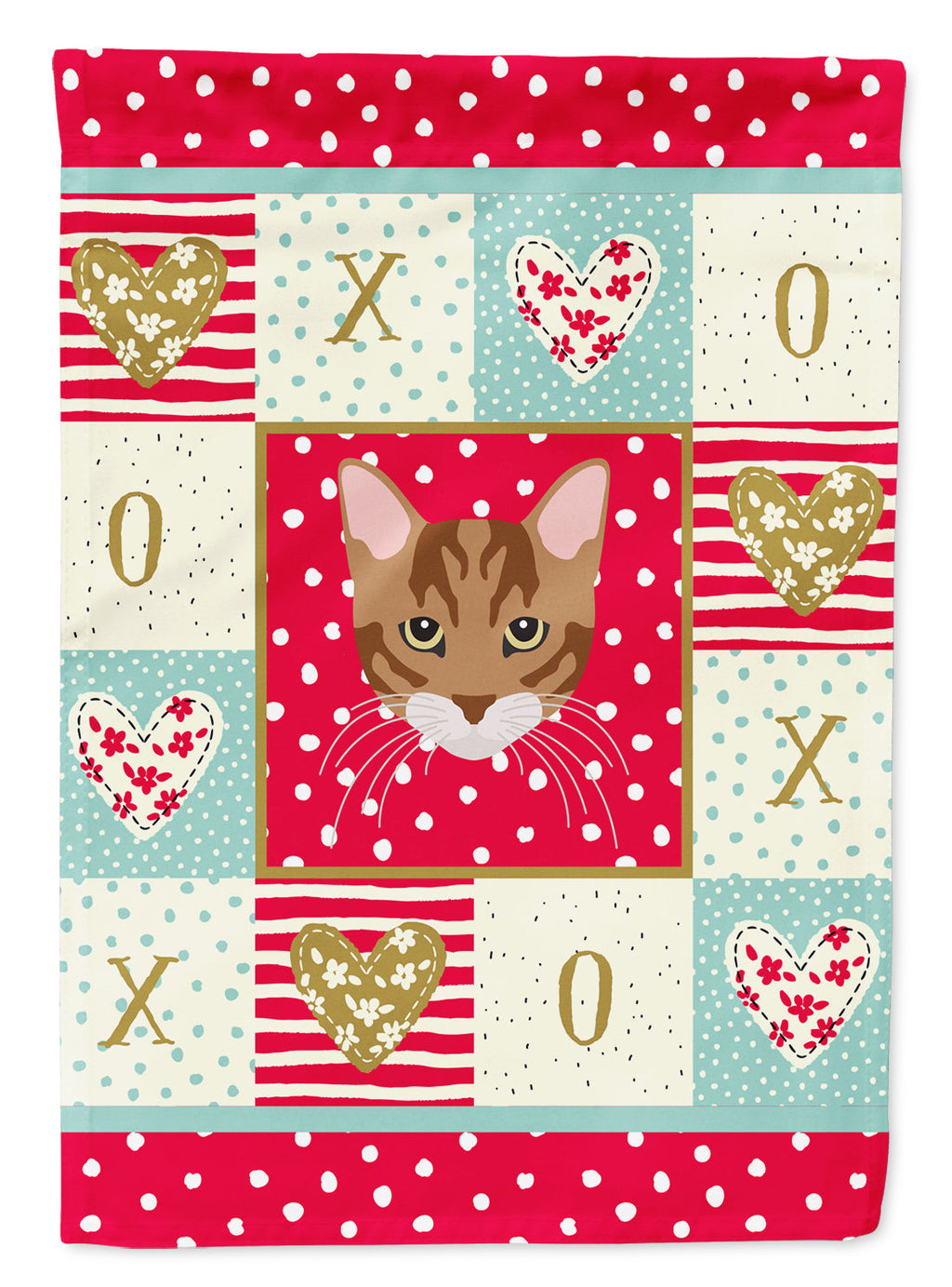 Toyger Cat Love House Flag 28x40 Porch Sleeve Pole Decorative Outside Yard Banner Artwork Wall Hanging, Polyester