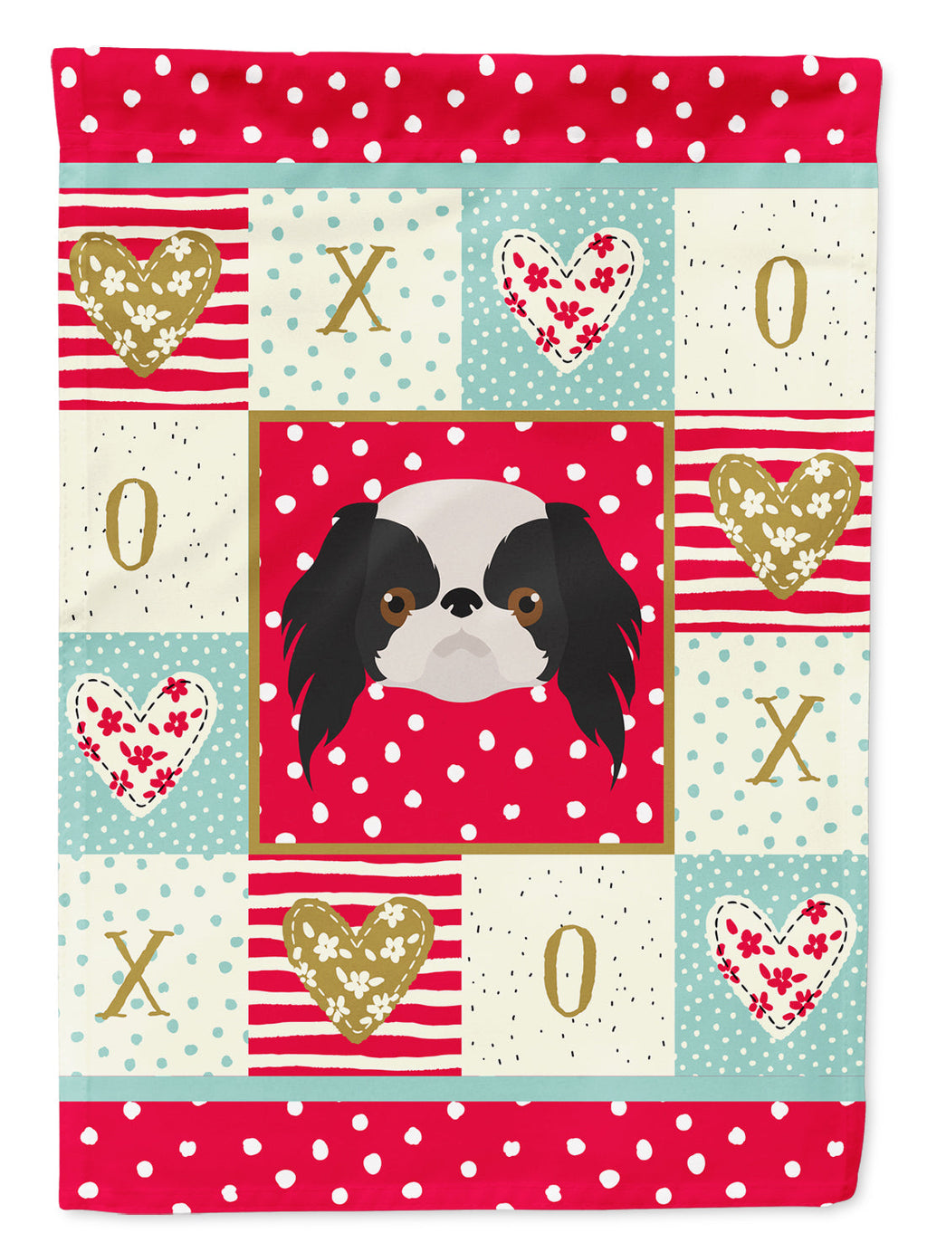 Japanese Chin Love House Flag 28x40 Porch Sleeve Pole Decorative Outside Yard Banner Artwork Wall Hanging, Polyester