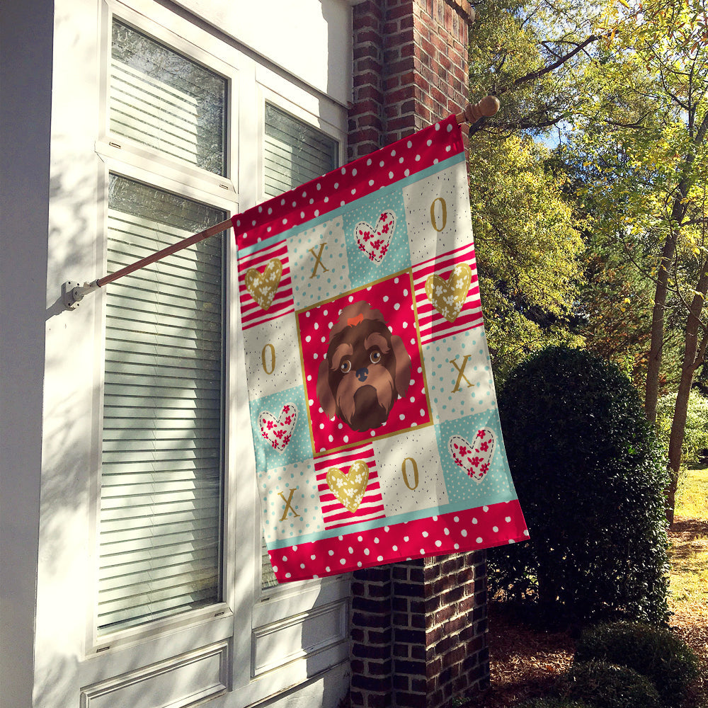 Russian Lapdog Love House Flag 28x40 Porch Sleeve Pole Decorative Outside Yard Banner Artwork Wall Hanging, Polyester