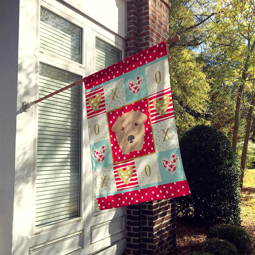 Shar Pei Love House Flag 28x40 Porch Sleeve Pole Decorative Outside Yard Banner Artwork Wall Hanging, Polyester
