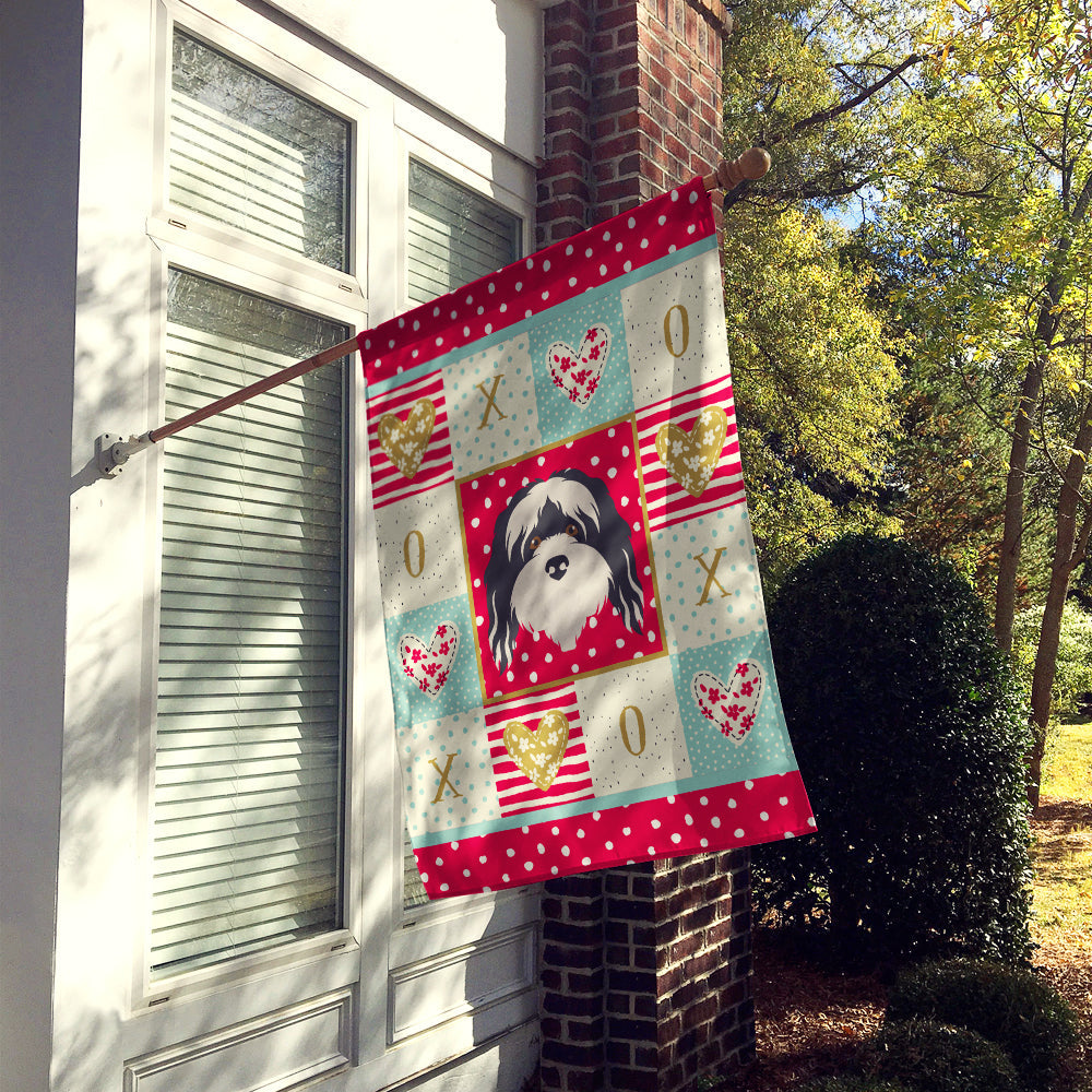 Tibetan Terrier Love House Flag 28x40 Porch Sleeve Pole Decorative Outside Yard Banner Artwork Wall Hanging, Polyester