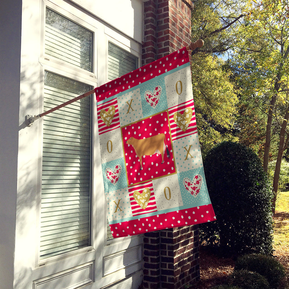 Jersey Cow Love House Flag 28x40 Porch Sleeve Pole Decorative Outside Yard Banner Artwork Wall Hanging, Polyester