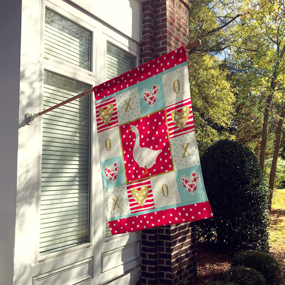 Embden Goose Love House Flag 28x40 Porch Sleeve Pole Decorative Outside Yard Banner Artwork Wall Hanging, Polyester