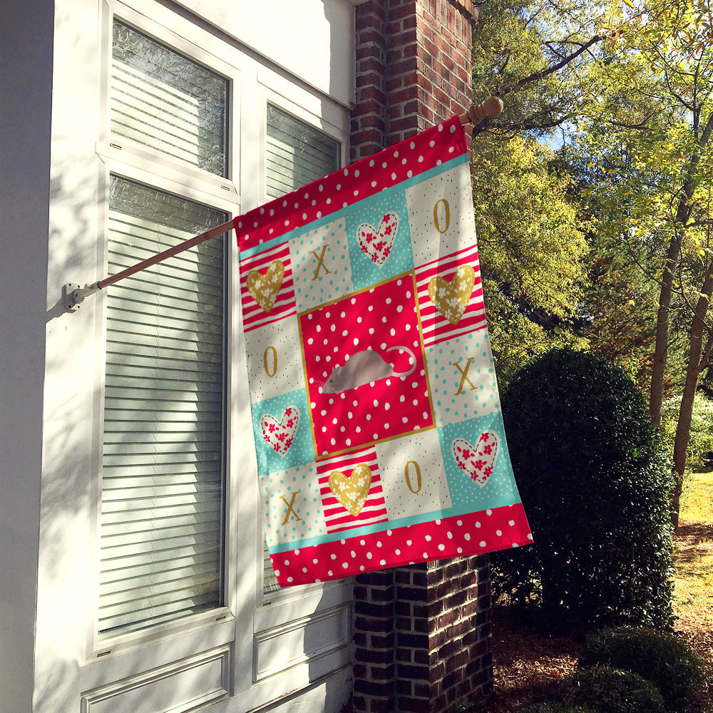 Satin Rat Love House Flag 28x40 Porch Sleeve Pole Decorative Outside Yard Banner Artwork Wall Hanging, Polyester