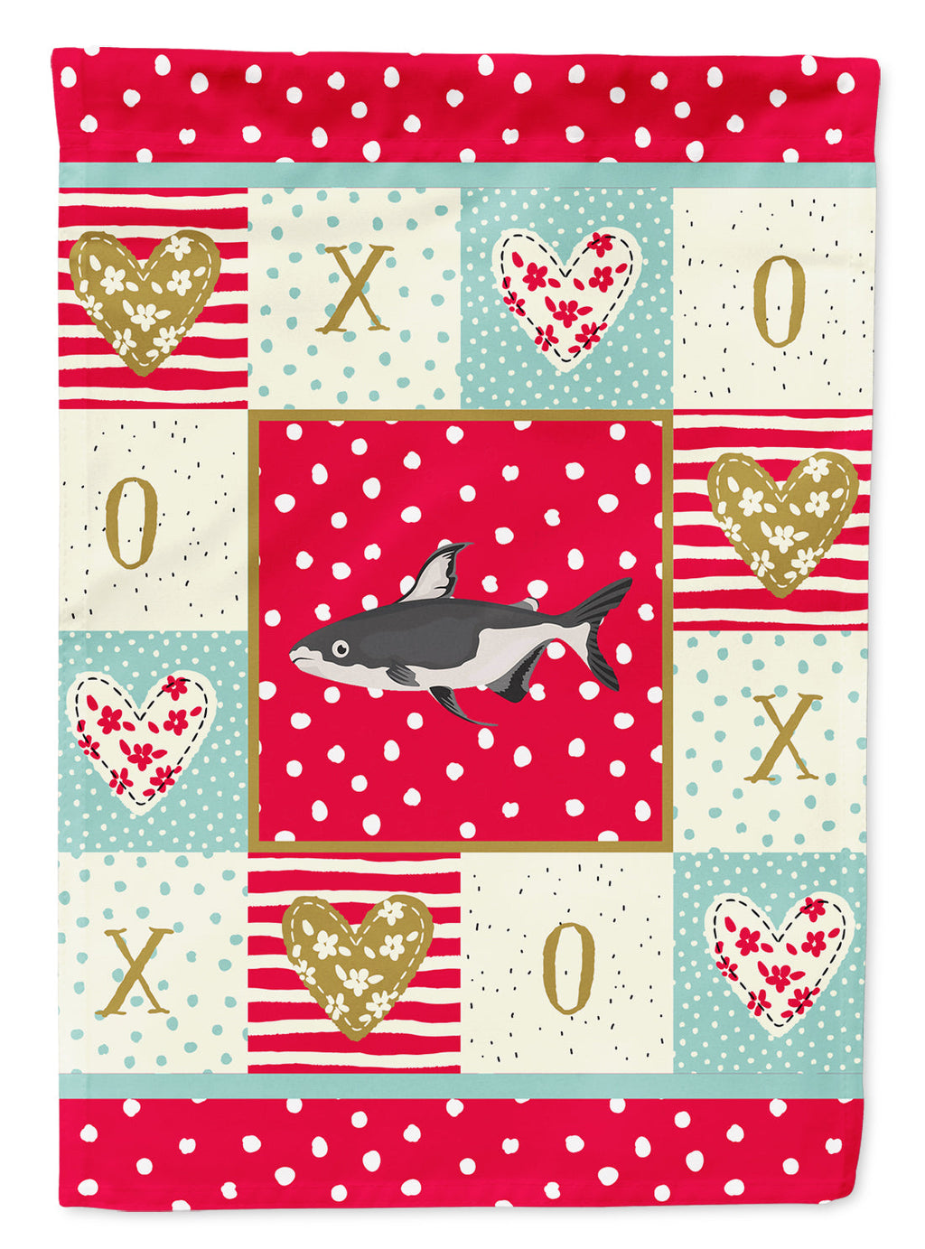 Iridescent Shark Love House Flag 28x40 Porch Sleeve Pole Decorative Outside Yard Banner Artwork Wall Hanging, Polyester