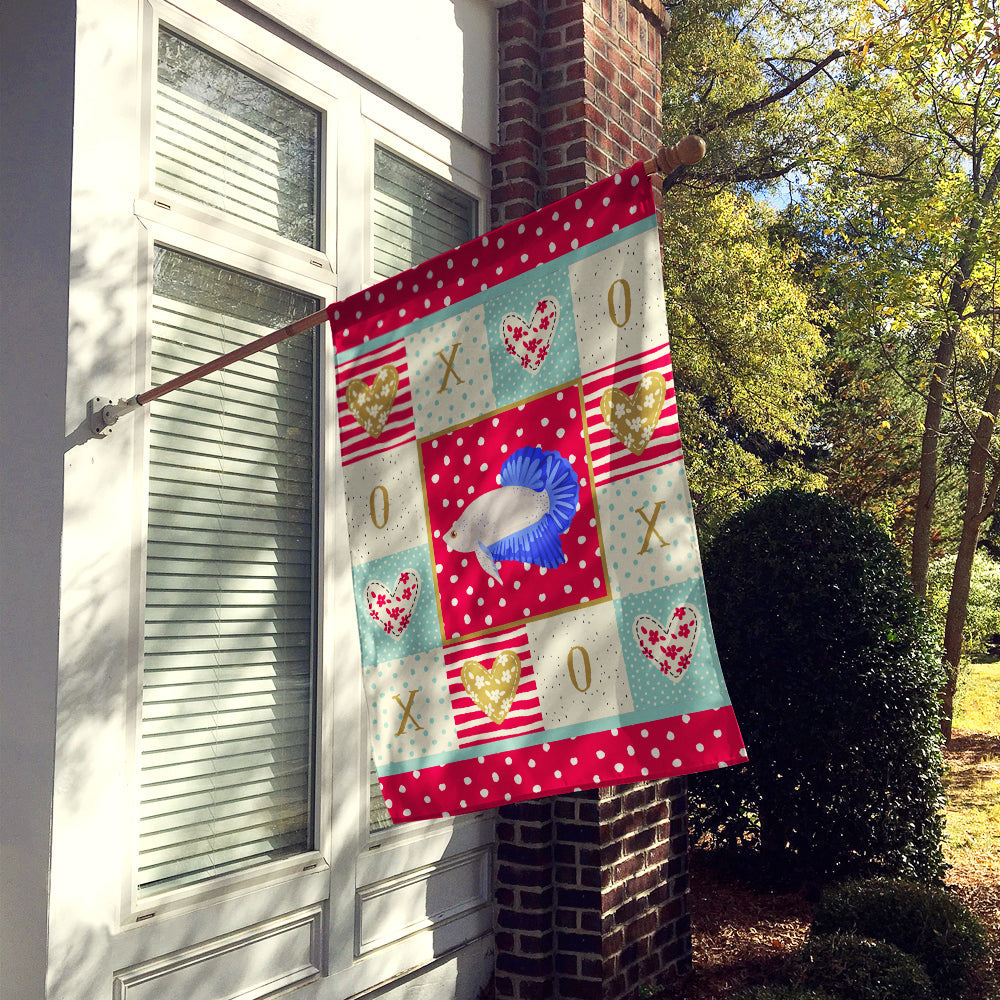 Plakat Betta Love House Flag 28x40 Porch Sleeve Pole Decorative Outside Yard Banner Artwork Wall Hanging, Polyester