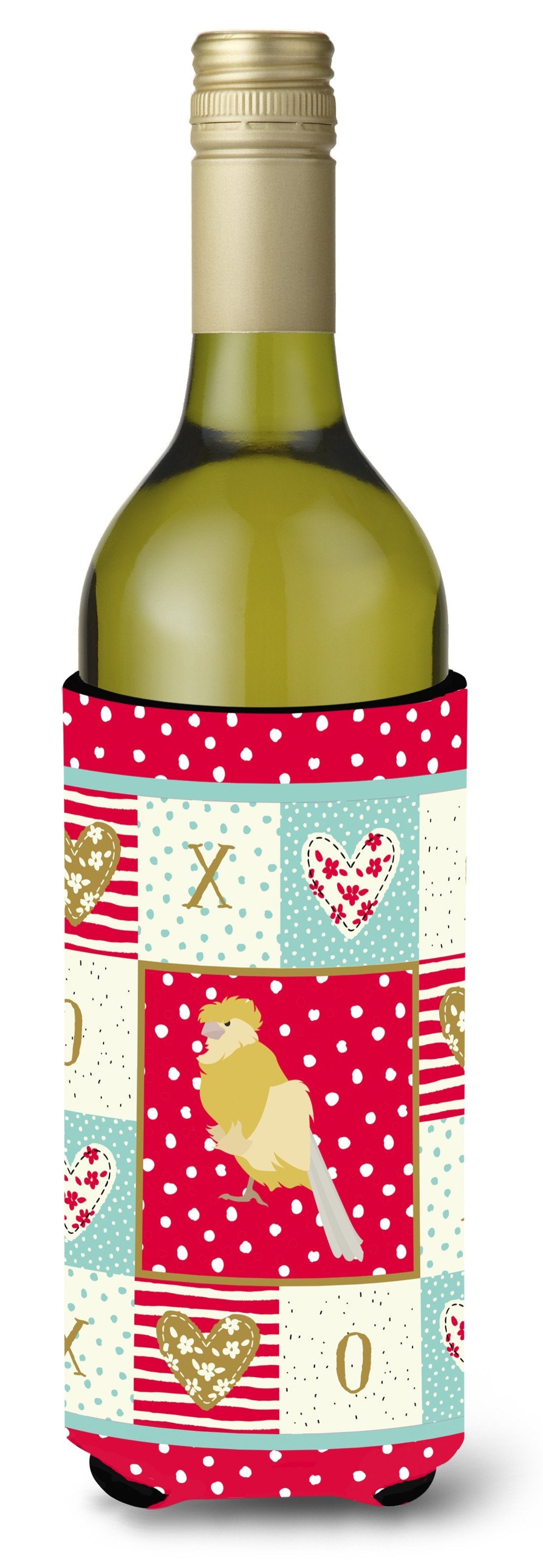 French Curly Canary Love Wine Bottle Hugger Gift Sleeve for Standard 750 ml Bottles, Insulated Reusable Also Fits Mini Shot & Pint Bottles