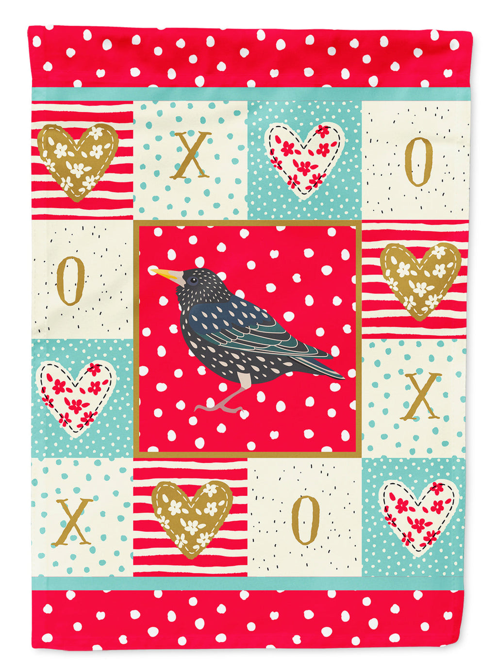 Starling Love House Flag 28x40 Porch Sleeve Pole Decorative Outside Yard Banner Artwork Wall Hanging, Polyester