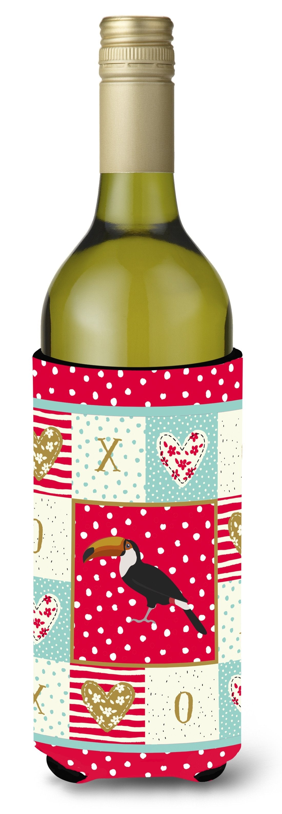Toucan Love Wine Bottle Hugger Gift Sleeve for Standard 750 ml Bottles, Insulated Reusable Also Fits Mini Shot & Pint Bottles