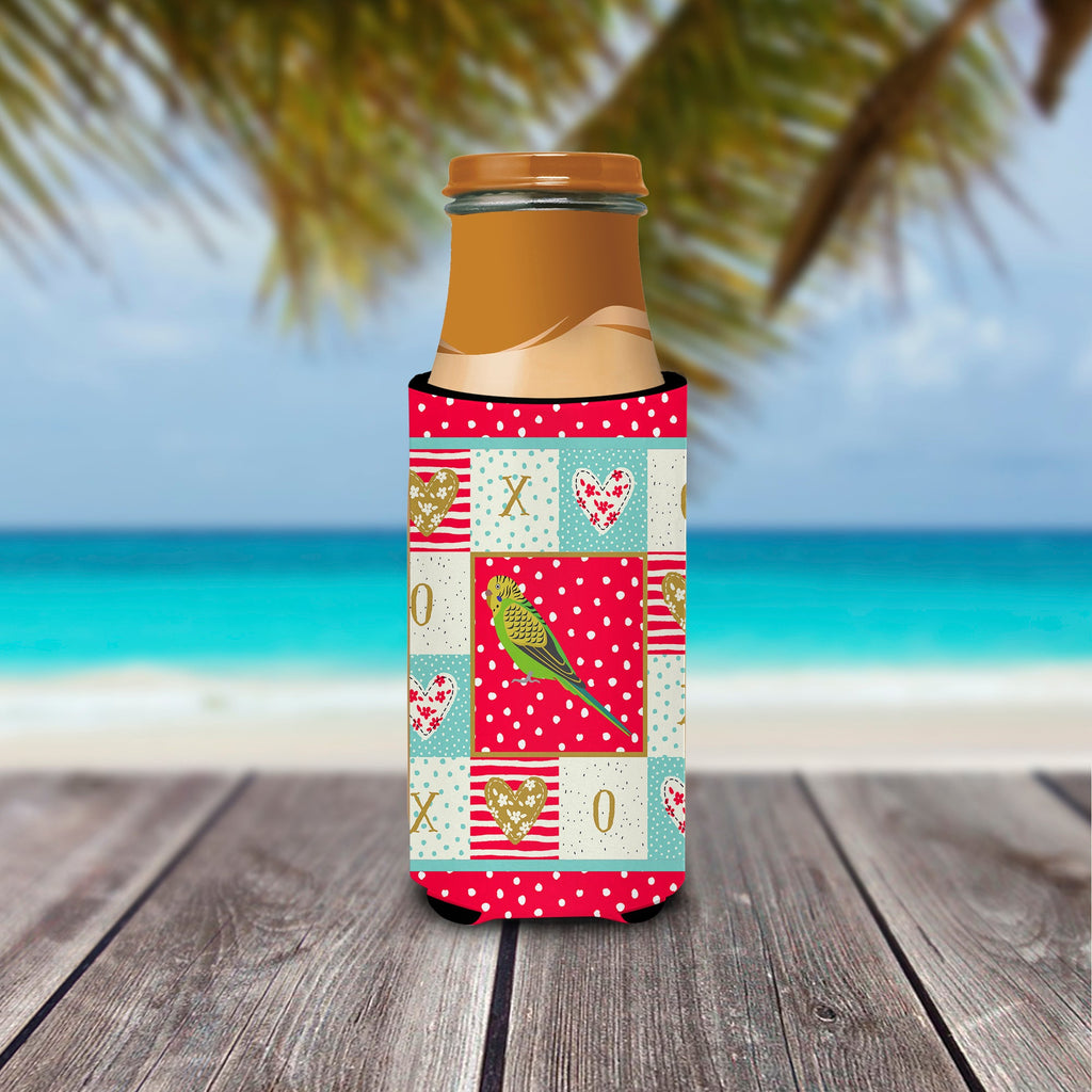 Budgerigar Love Slim Can Hugger , Insulated Foam Hugger for 12 oz Slim Cans, Beer Bottles & Water Bottles, Printed in USA