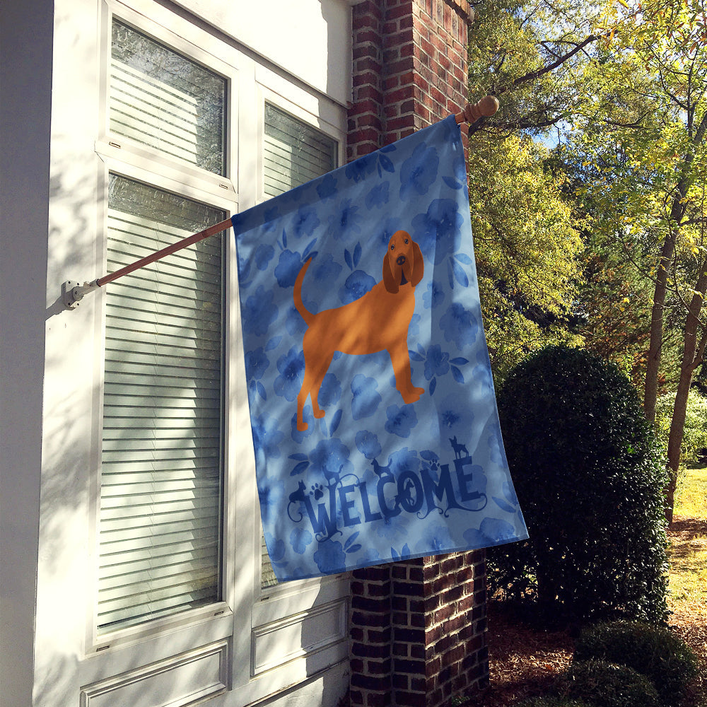 Bloodhound Welcome House Flag 28x40 Porch Sleeve Pole Decorative Outside Yard Banner Artwork Wall Hanging, Polyester