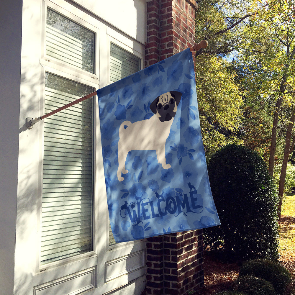 Pug #1 Welcome House Flag 28x40 Porch Sleeve Pole Decorative Outside Yard Banner Artwork Wall Hanging, Polyester