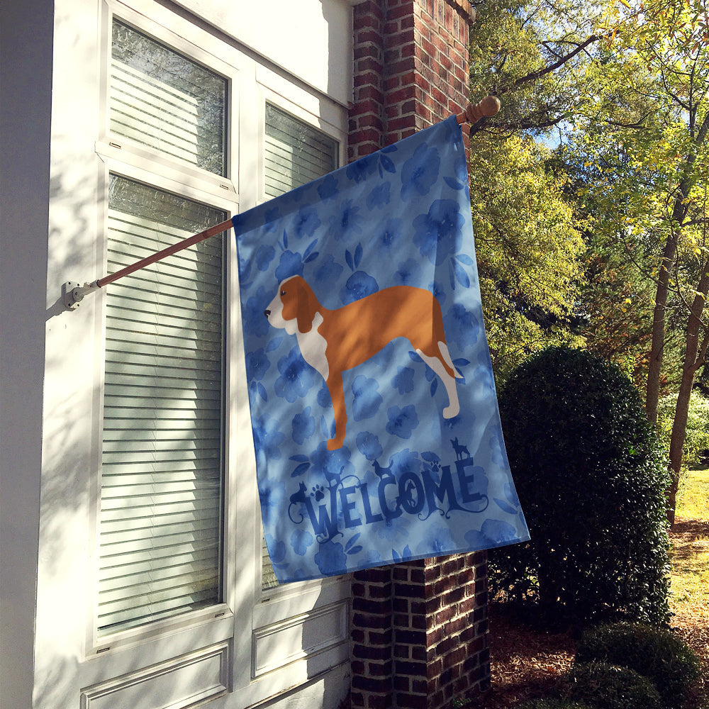 Spanish Hound Welcome House Flag 28x40 Porch Sleeve Pole Decorative Outside Yard Banner Artwork Wall Hanging, Polyester