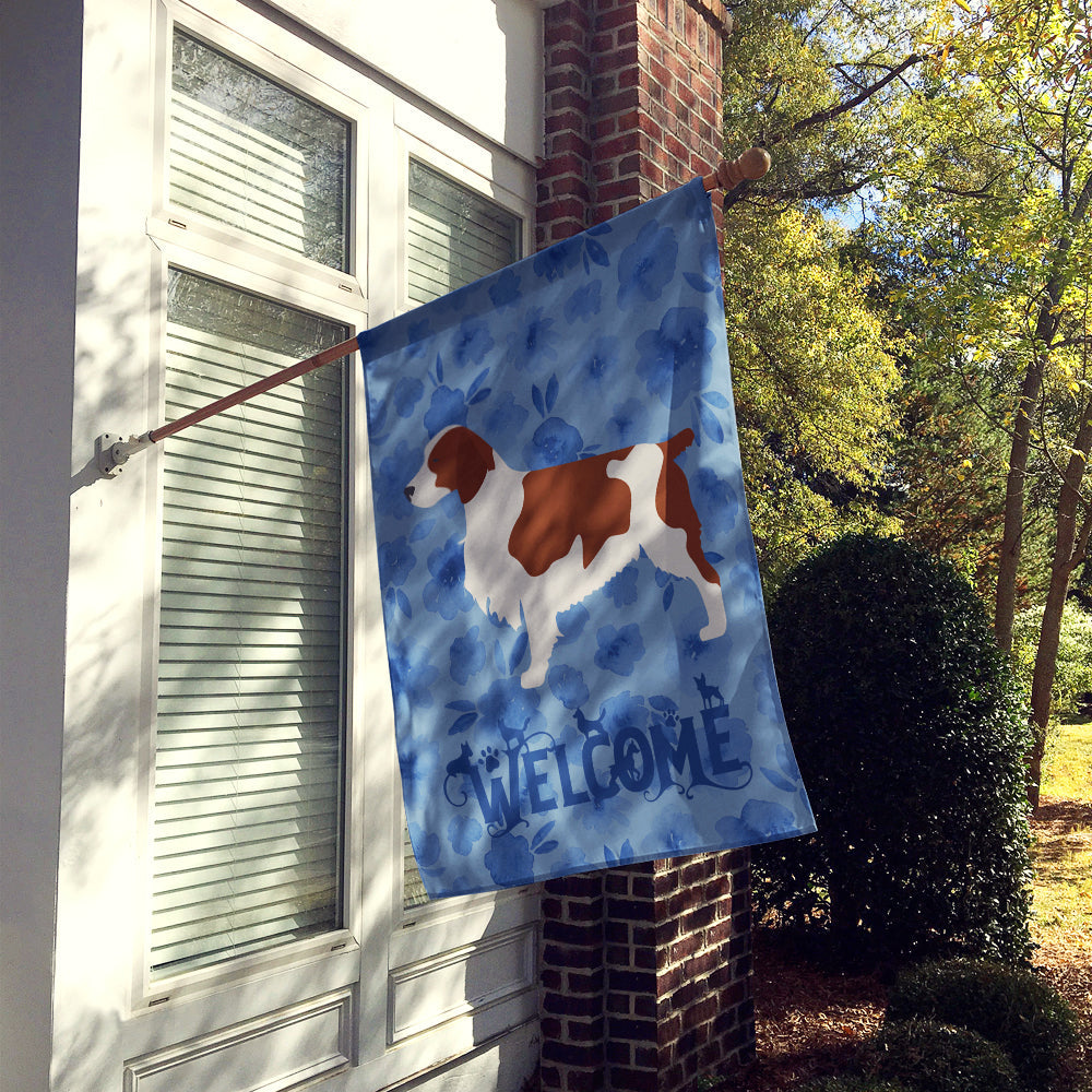 Welsh Springer Spaniel Welcome House Flag 28x40 Porch Sleeve Pole Decorative Outside Yard Banner Artwork Wall Hanging, Polyester