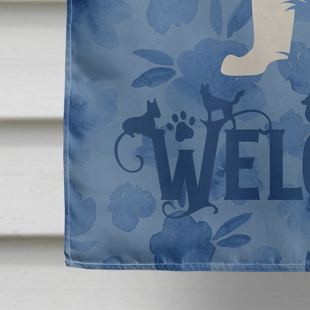 Black Border Collie Welcome House Flag 28x40 Porch Sleeve Pole Decorative Outside Yard Banner Artwork Wall Hanging, Polyester