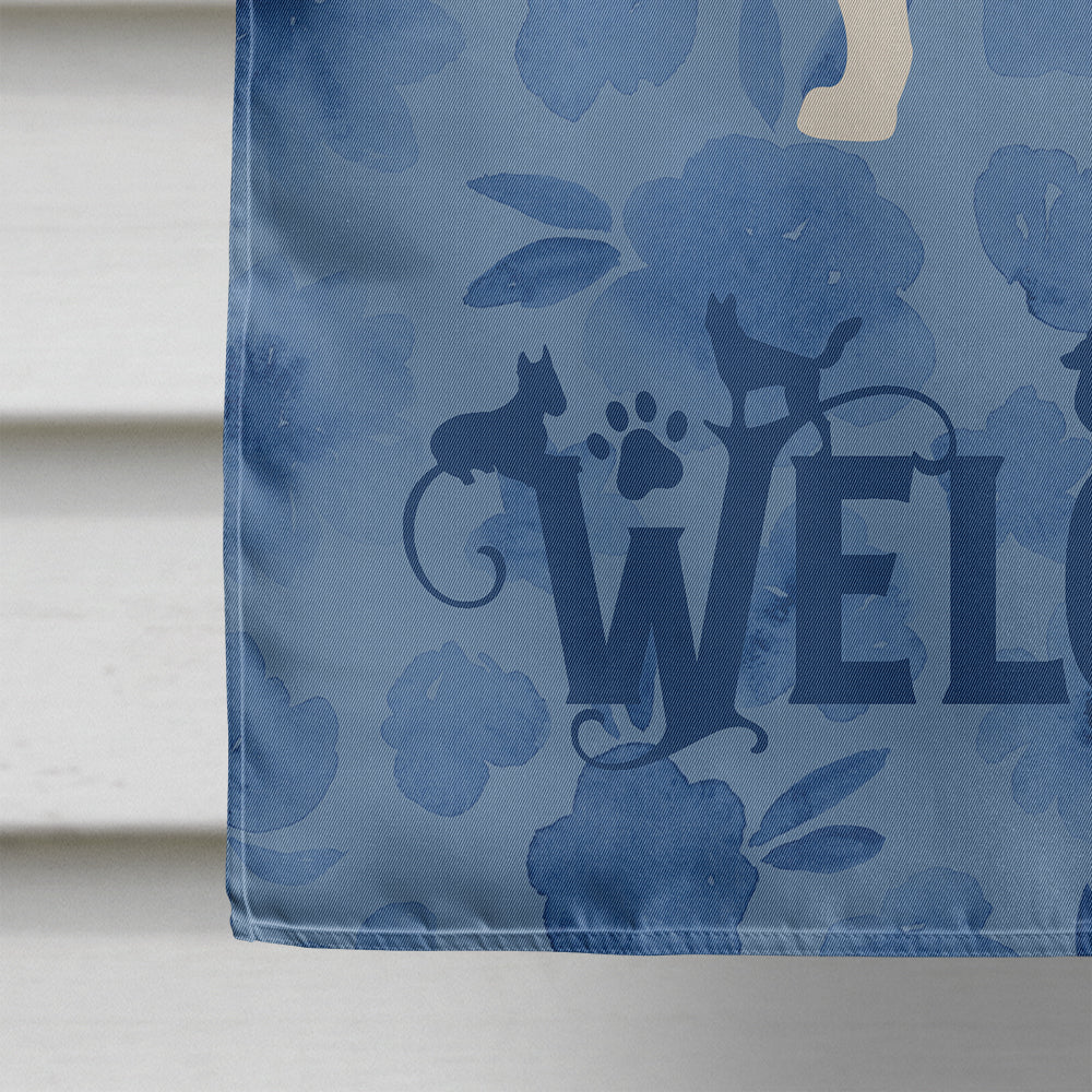 Bull Terrier Welcome House Flag 28x40 Porch Sleeve Pole Decorative Outside Yard Banner Artwork Wall Hanging, Polyester
