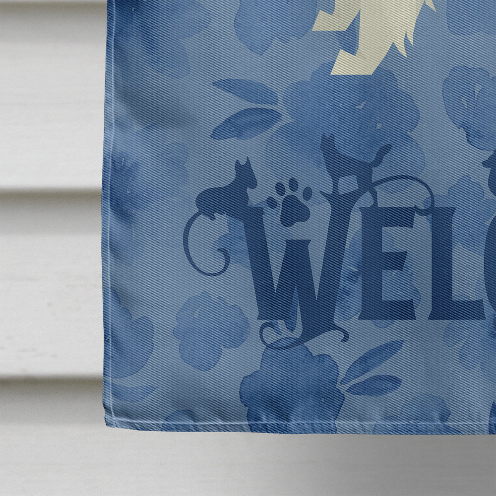 Papillon Welcome House Flag 28x40 Porch Sleeve Pole Decorative Outside Yard Banner Artwork Wall Hanging, Polyester