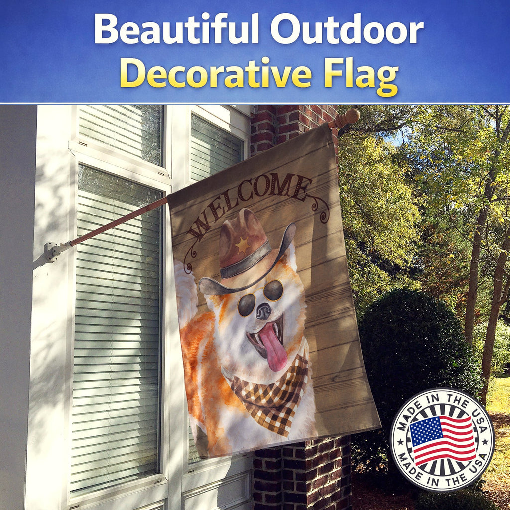 Akita Country Dog House Flag 28x40 Porch Sleeve Pole Decorative Outside Yard Banner Artwork Wall Hanging, Polyester