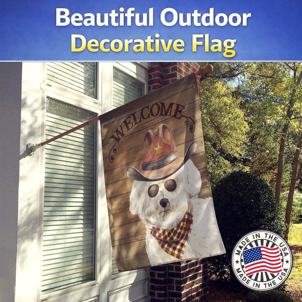 Bichon Frisé #2 Country Dog House Flag 28x40 Porch Sleeve Pole Decorative Outside Yard Banner Artwork Wall Hanging, Polyester
