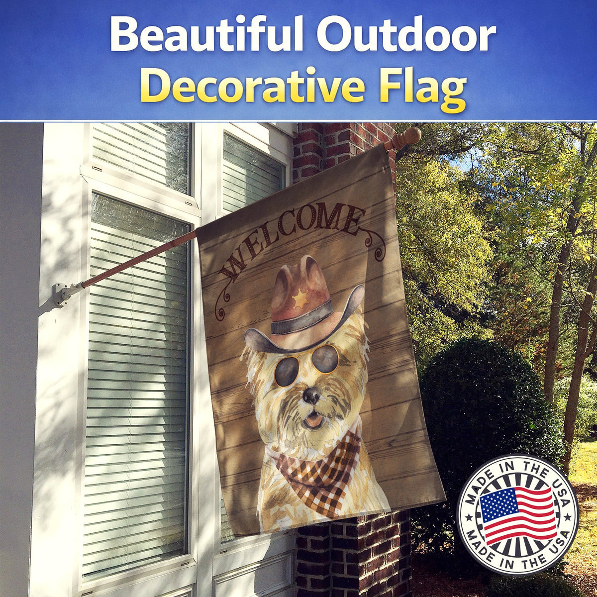 Cairn Terrier Country Dog House Flag 28x40 Porch Sleeve Pole Decorative Outside Yard Banner Artwork Wall Hanging, Polyester