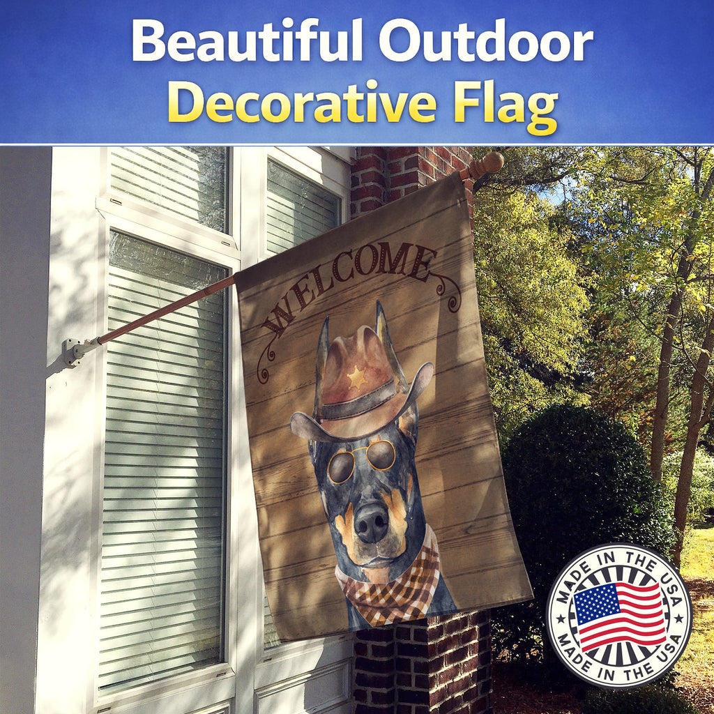 Doberman Pinscher #2 Country Dog House Flag 28x40 Porch Sleeve Pole Decorative Outside Yard Banner Artwork Wall Hanging, Polyester