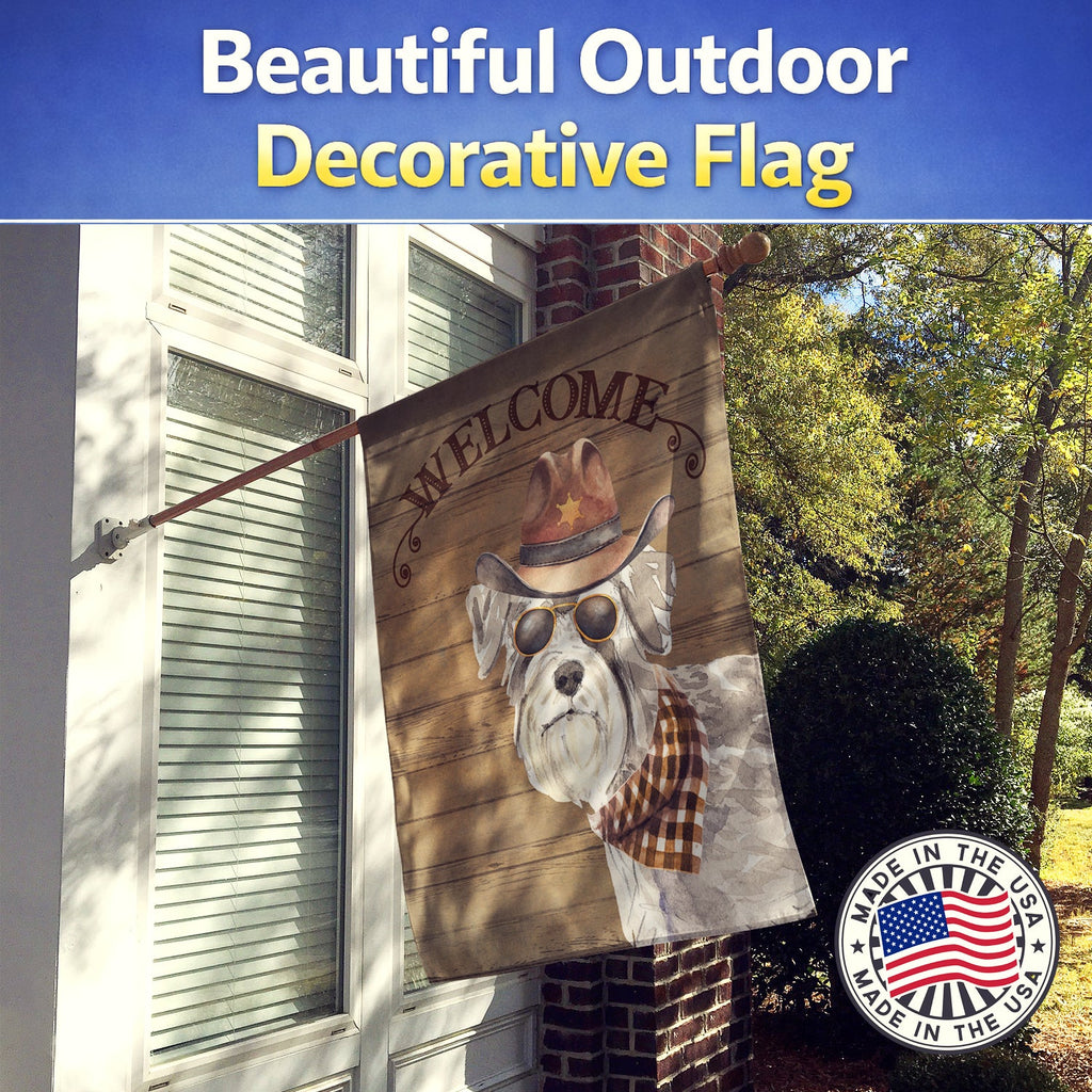 Schnauzer #2 Country Dog House Flag 28x40 Porch Sleeve Pole Decorative Outside Yard Banner Artwork Wall Hanging, Polyester