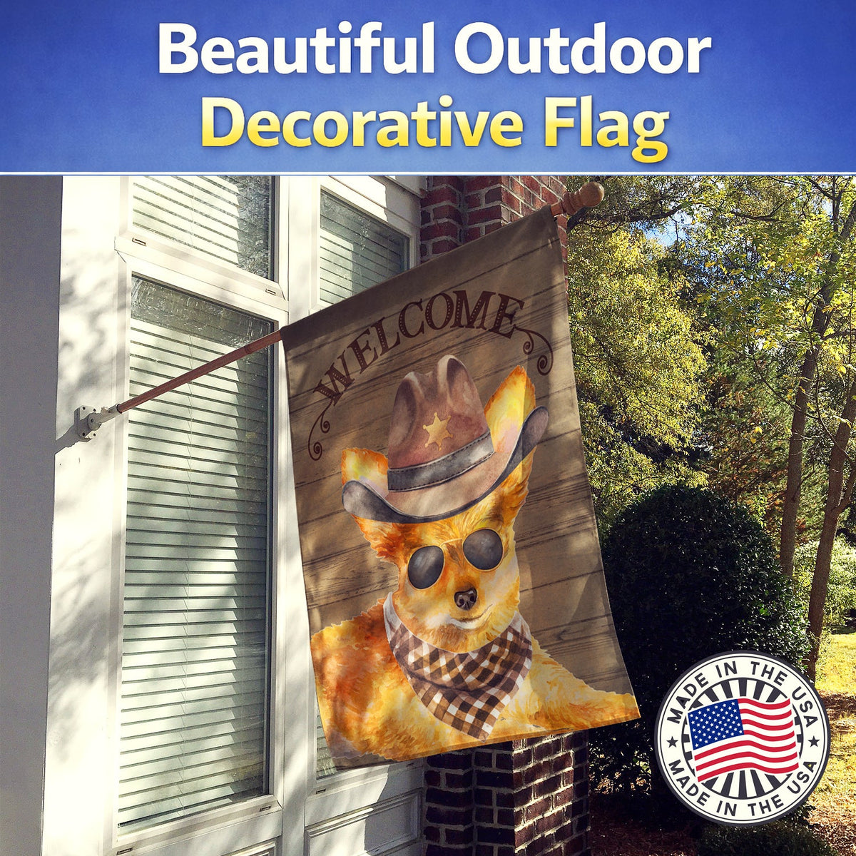 Toy Terrier Country Dog House Flag 28x40 Porch Sleeve Pole Decorative Outside Yard Banner Artwork Wall Hanging, Polyester