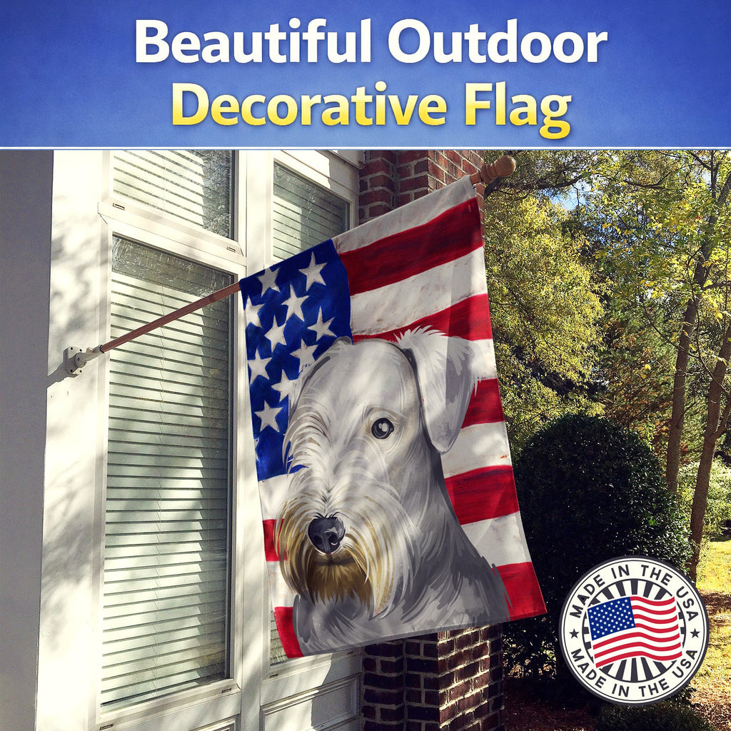 Cesky Terrier Dog American Flag House Flag 28x40 Porch Sleeve Pole Decorative Outside Yard Banner Artwork Wall Hanging, Polyester